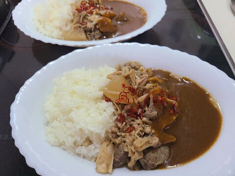 煮物(顆粒出汁煮)を添えた ずぼら カレー